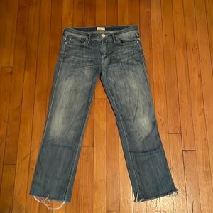 MOTHER The Rascal Frayed Cropped Jeans Sz 28